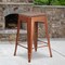Flash Furniture 24" High Backless Copper Counter Height Stool with Square Wood Seat